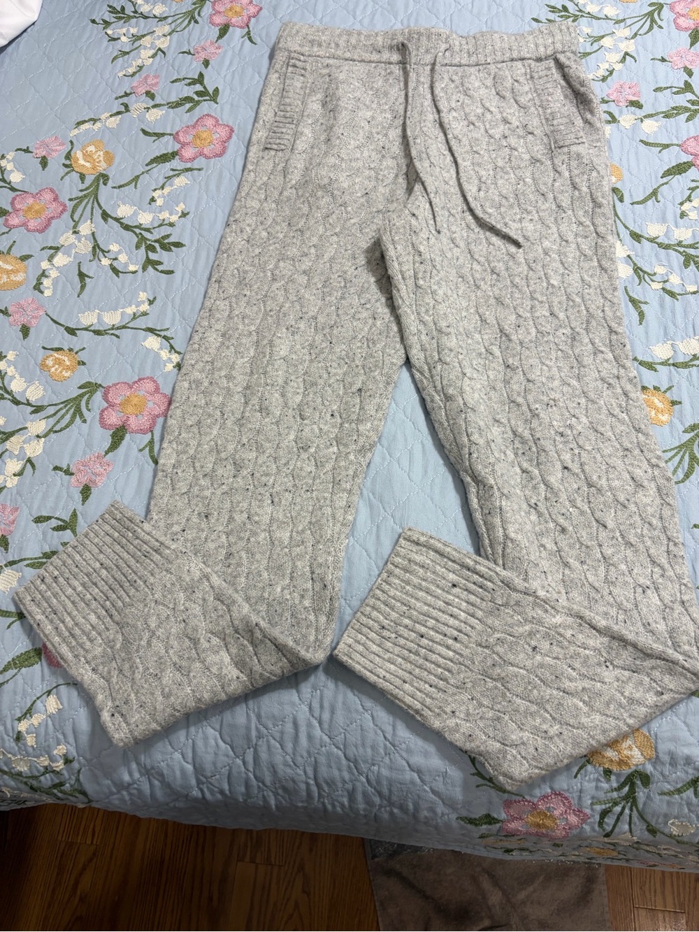 Auden Cable Knit Heather Gray Joggers Sweatpants Size XS